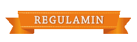 an orange ribbon with the word regulamin written on it