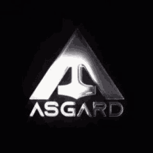 the asgard logo is a triangle with a hammer in the middle .