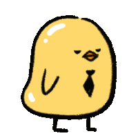 a cartoon drawing of a yellow chicken with a mustache