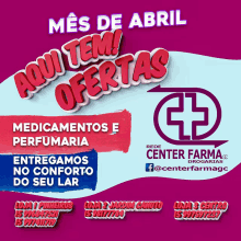 an advertisement for a pharmacy called center farma shows their hours