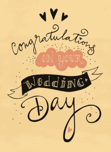 congratulations on your wedding day is written on a beige background