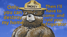 a bear wearing a hat that says smokey