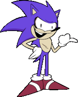 a cartoon drawing of sonic the hedgehog giving a thumbs up .