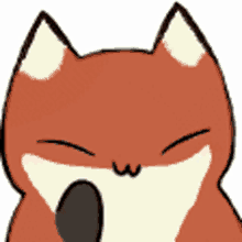 a close up of a cartoon fox yawning with its eyes closed