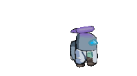 a drawing of an among us character with a purple backpack on its back