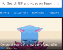 a screen shot of a website that says ' search gif and video on tenor '