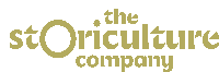 a logo for the storyculture company in gold letters