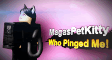 a video game character with the name maga pet kitty who pinged me