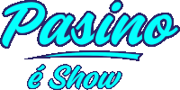 a logo for pasino e show in blue and black