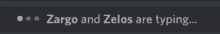 a gray background with the words " zargo and zelos are typing "