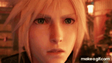 a close up of a person 's face with a make a gif.com link