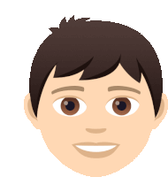 a cartoon drawing of a boy 's face with brown eyes