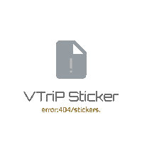 a logo for vtrip sticker with an exclamation point on it