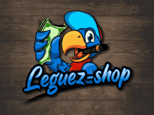 a blue parrot is holding a dollar bill and smoking a cigar for leguez shop