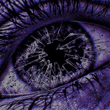 a close up of a person 's eye with a crack in it