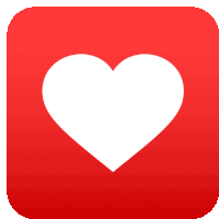 a red icon with a white heart on it