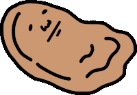 a drawing of a potato with a smiley face on it