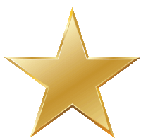 a gold star with a white background and a shiny border