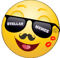 a smiley face wearing sunglasses with the words stellar memes on it