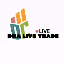 a colorful logo for dna live trade with a red circle in the center