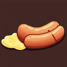 a cartoon illustration of a sausage and eggs