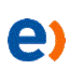 a blue and orange letter e with a white circle around it .