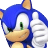 sonic the hedgehog is giving a thumbs up .