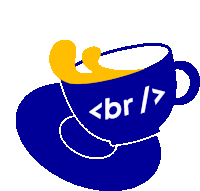 a blue coffee cup with the letters br on it and a saucer