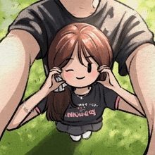 a cartoon drawing of a girl wearing a black shirt that says ' i do n't know '