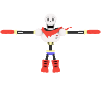 a 3d model of papyrus from undertale with his arms crossed