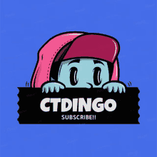 a cartoon character is peeking over a sign that says ' ctdingo subscribe '