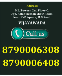 a phone number for vijayawada is on a black background