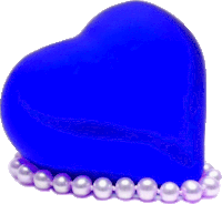 a blue heart is surrounded by white pearls