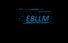 the word ebllm is written in blue on a black background