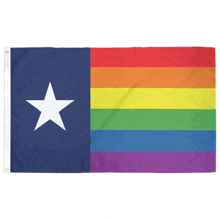 a rainbow flag with a white star in the middle