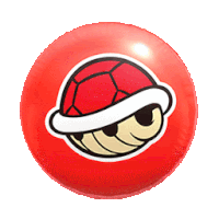 a red ball with a turtle on it on a white background