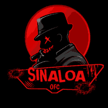 a logo for sinaloa ofc with a man smoking a cigar