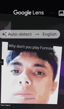 a google lens app shows a picture of a man