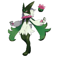 a drawing of a pokemon with green leaves and a flower