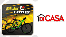 a advertisement for bicicletas lotus bike shows two bikes