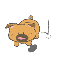 a cartoon drawing of a dog with an arrow pointing to the right