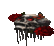 a blurry picture of a gun with blood coming out of it and roses .