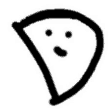 a black and white drawing of a ghost with a face on it .