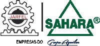 a logo for jarfel and sahara with a green triangle in the middle