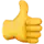 a yellow hand is giving a thumbs up sign .