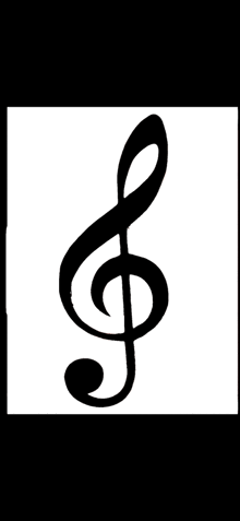 a black treble clef with a smaller clef below it