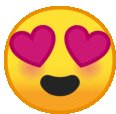 a yellow emoji with pink hearts in its eyes .