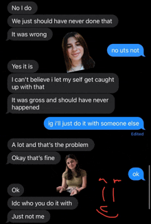 a screenshot of a text message with a picture of a girl on the bottom right