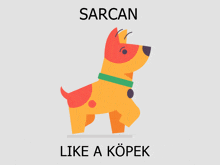 an illustration of a dog with the word sarcan above it