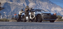 a group of police officers are standing in front of a police car that says ' sheriff ' on it